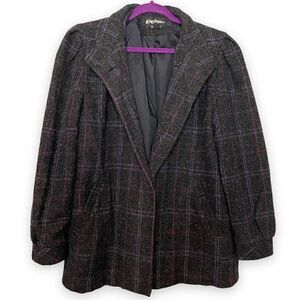 Karizma East LTD Women Black Blazer Jacket Size 10 Wool Blend One Button Closure